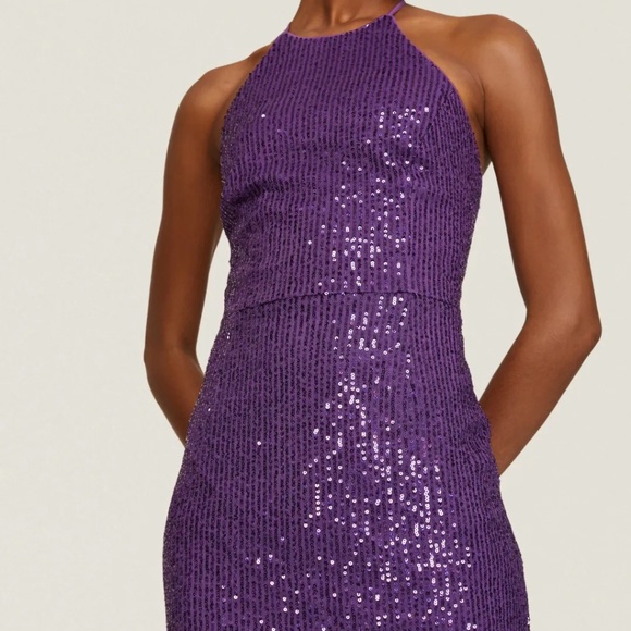 NWOT TOCCIN Sequin Asymmetric Dress Purple - Size 2 - Picture 3 of 5